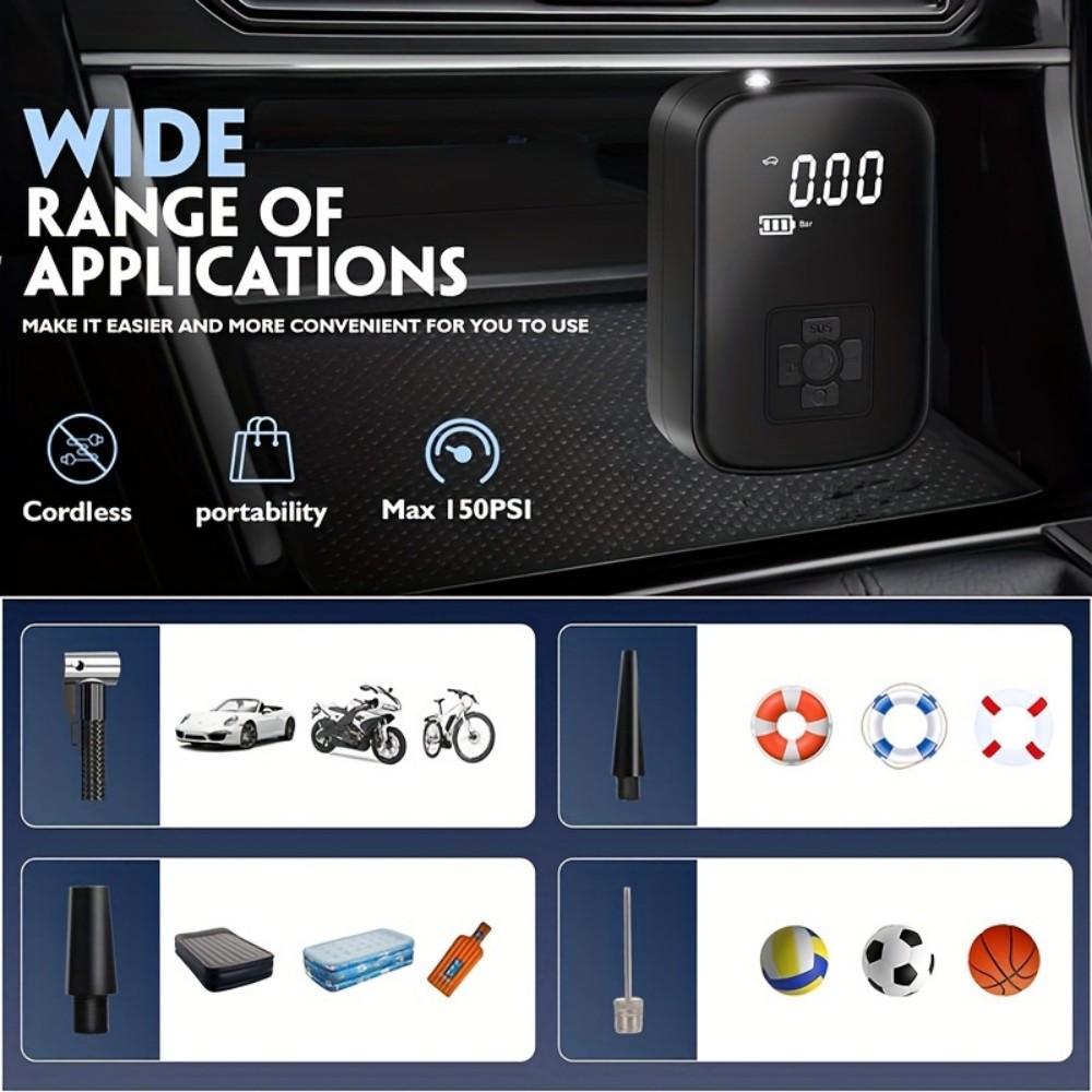 LEIBOO Wireless Car Air Compressor Air Pump Electric Tire Inflator Pump for Motorcycle Bicycle AUTO Tyre with Digital Display