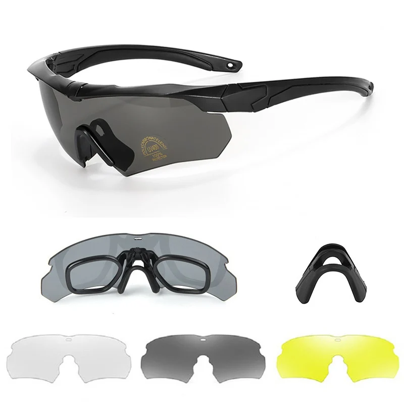 Nuevas gafas tácticas polarizadas, juego de 3 lentes, gafas de escalada para deportes al aire libre, gafas protectoras de seguridad a prueba de viento y polvo