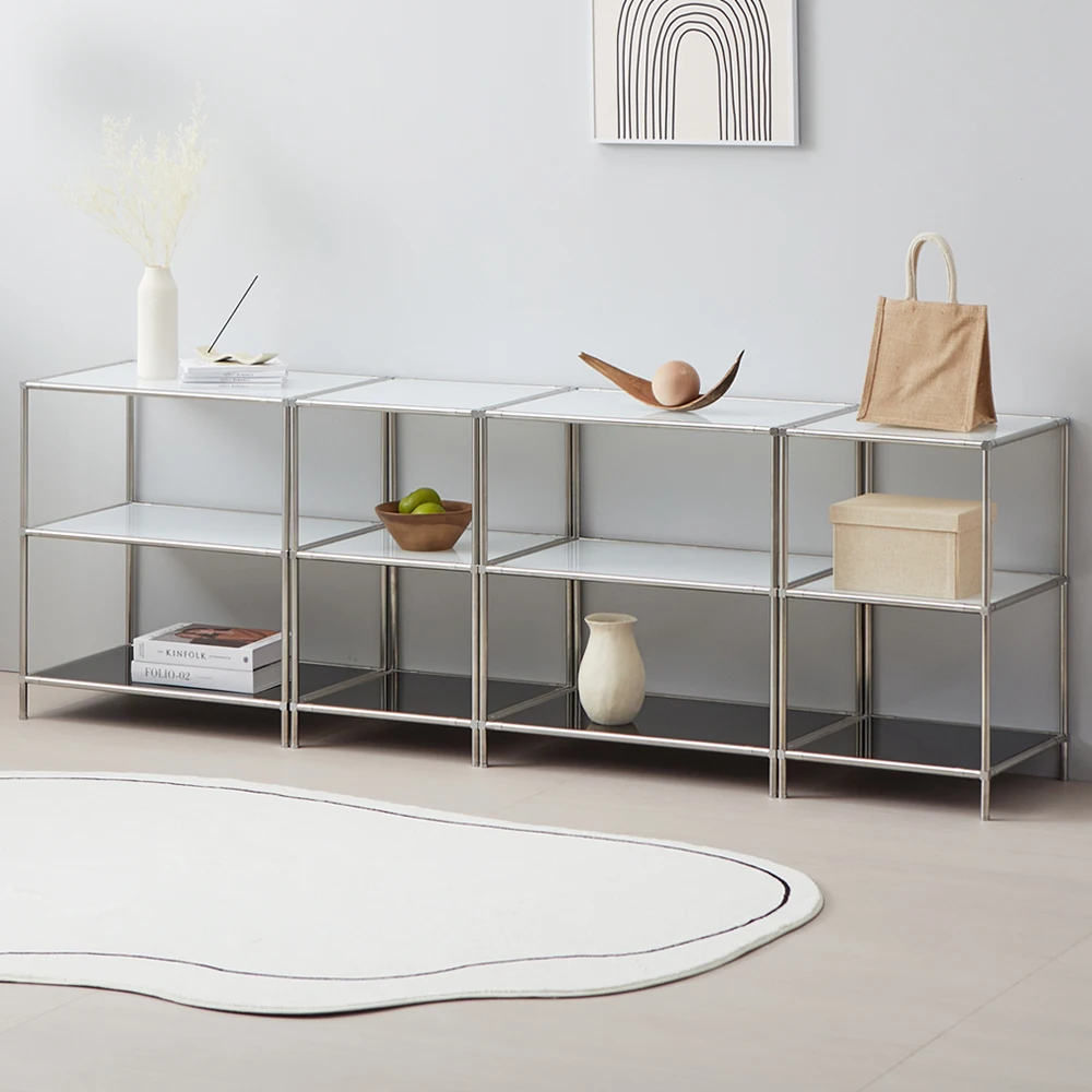 강화 유리 모듈 선반 스텐 프레임 3단 유리 색상 교체 (Reinforced Glass Module Shelf Stainless Steel Frame Glass Color Replacement)