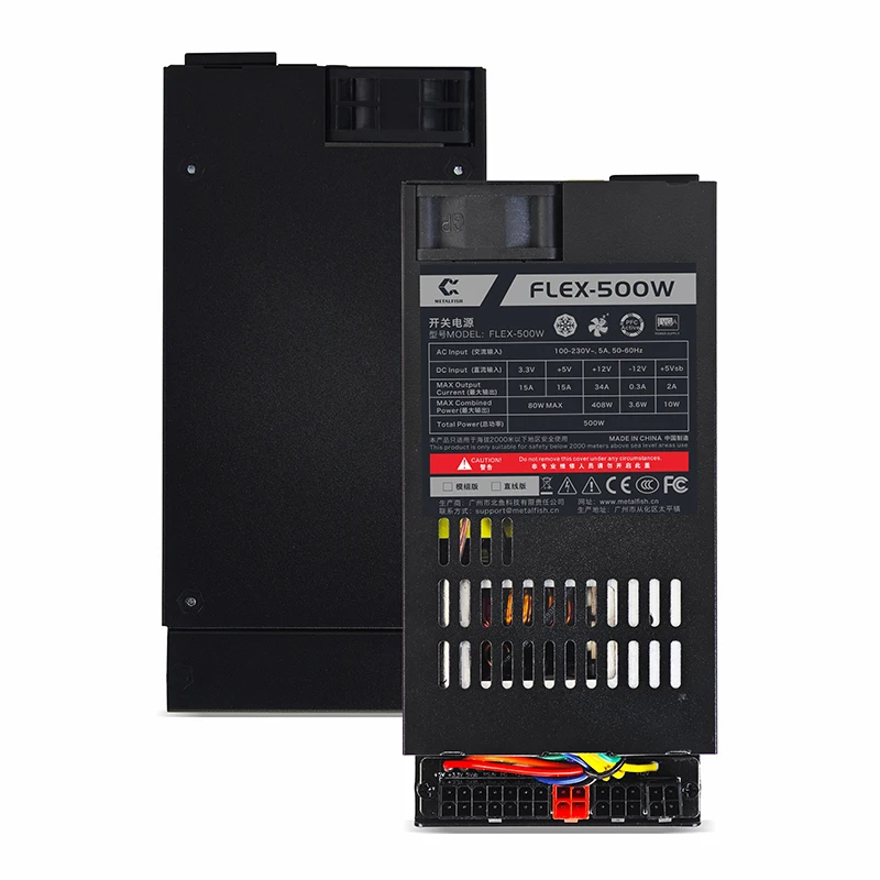 METALFISH Flex 300/400/500W Fuente de alimentación Modular Pequeño 1U Computadora PSU Flex-ATX 500W Para ITX Mini PC POS AIO (400W Opcional)