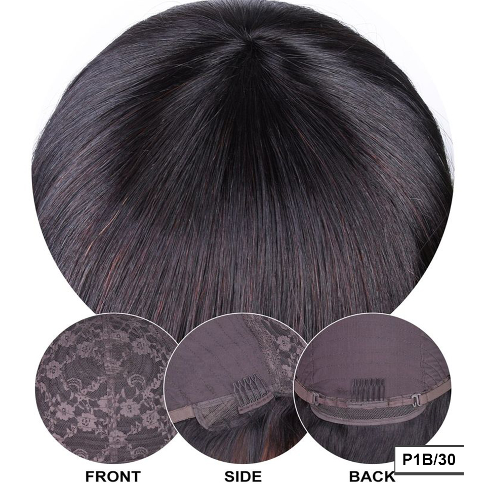 วิกเส้นผมมนุษย์ผมตรงแบบบราซิลที่มีผมม้าสีดำธรรมชาติใส่และไป100% วิกผมเส้นผมมนุษย์เรมี่วิกผมผู้หญิงเครื่องจักรเต็มรูปแบบ