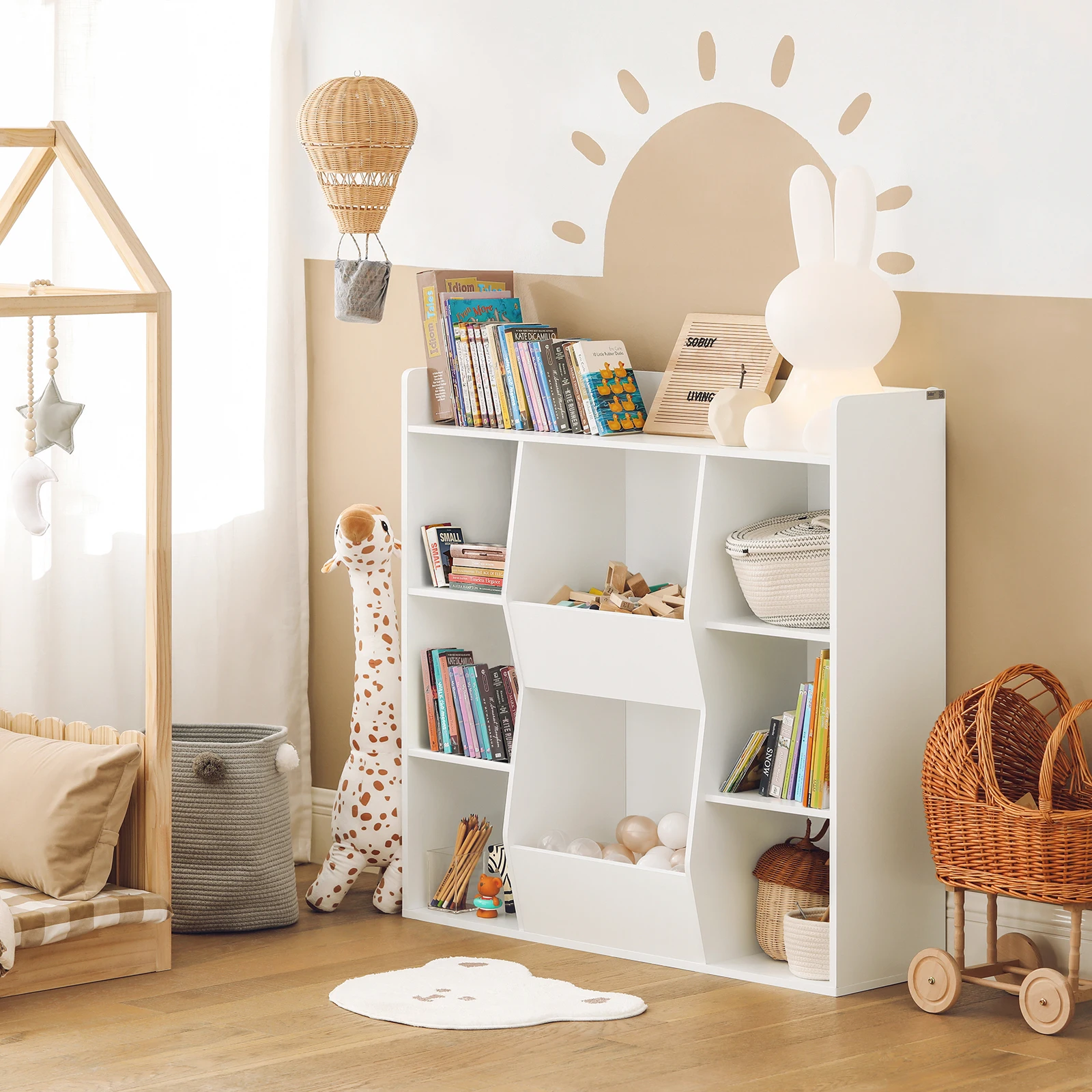 SoBuy KMB55-W Scaffale per bambini con 8 scomparti aperti Scaffale per giocattoli Scaffale per giocattoli