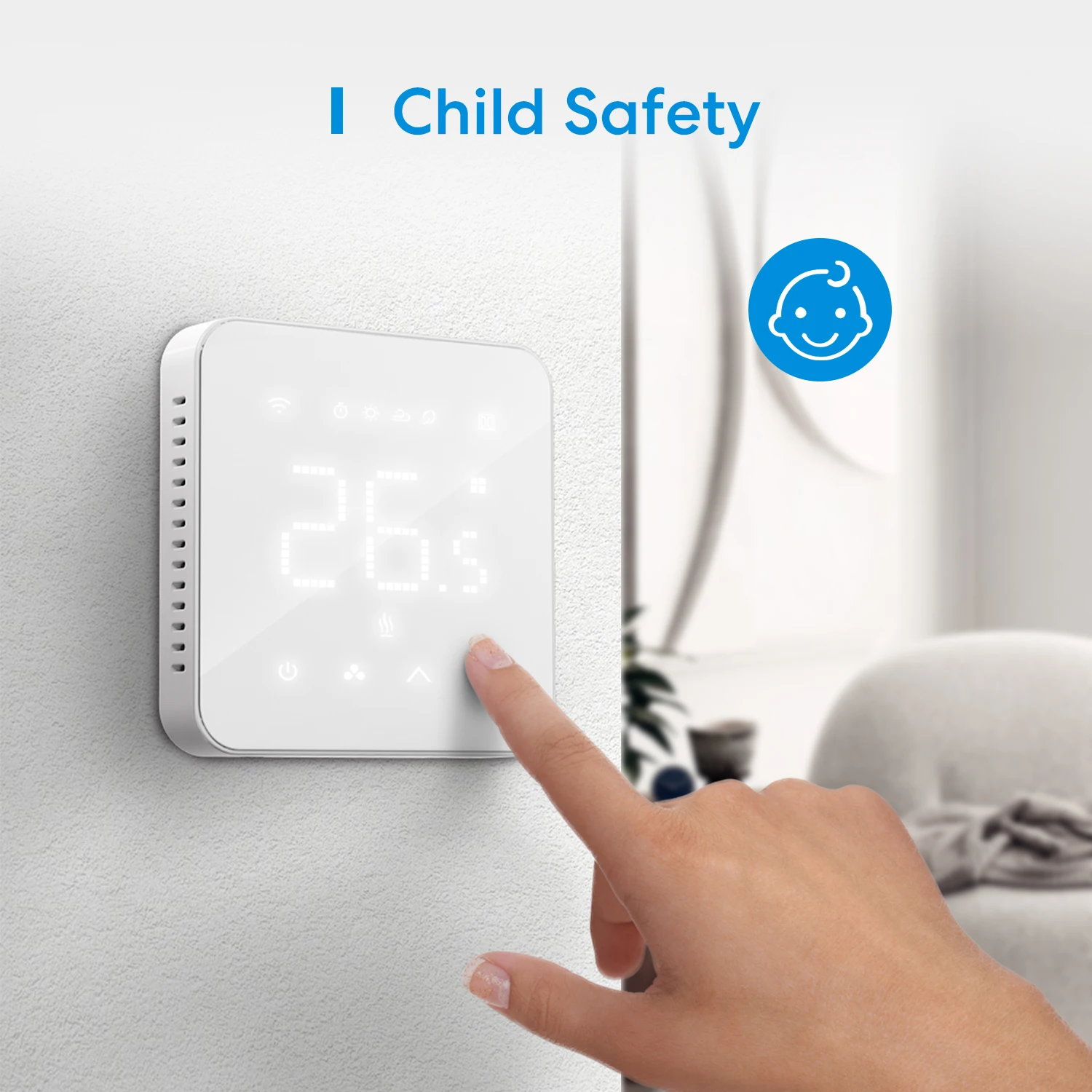 Meross Temostato Inteligente para Calefacción de Suelo, Sistema Eléctrico con Wifi, Pantalla Táctil, Funciona con Siri Alexa Asistente de Google HomeKit