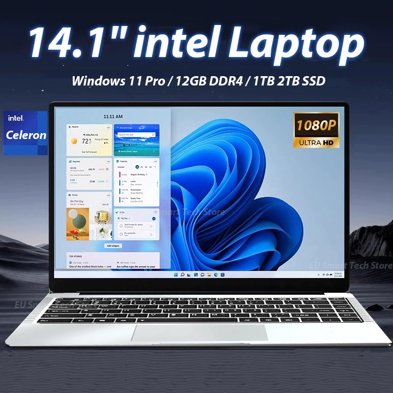 2025 Computer portatile Windows 11 Notebook da 14,1 pollici Intel Celero J4025 12 GB 512 GB * 1080 Risoluzione Computer PC da studio per ufficio