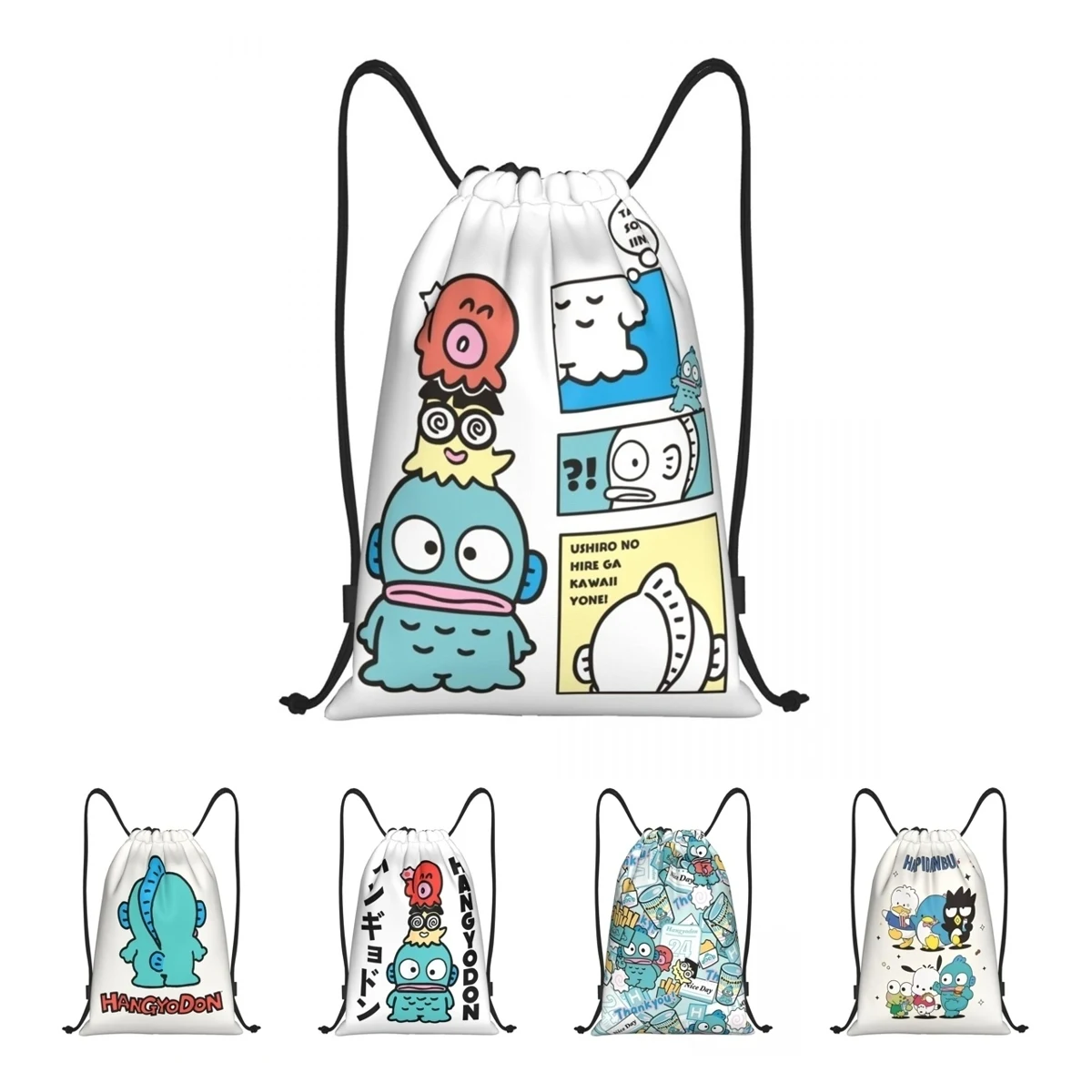 Cartoon Hangyodon Drawstring Bags Sports Backpack Gym Sackpack String Bag for Yoga