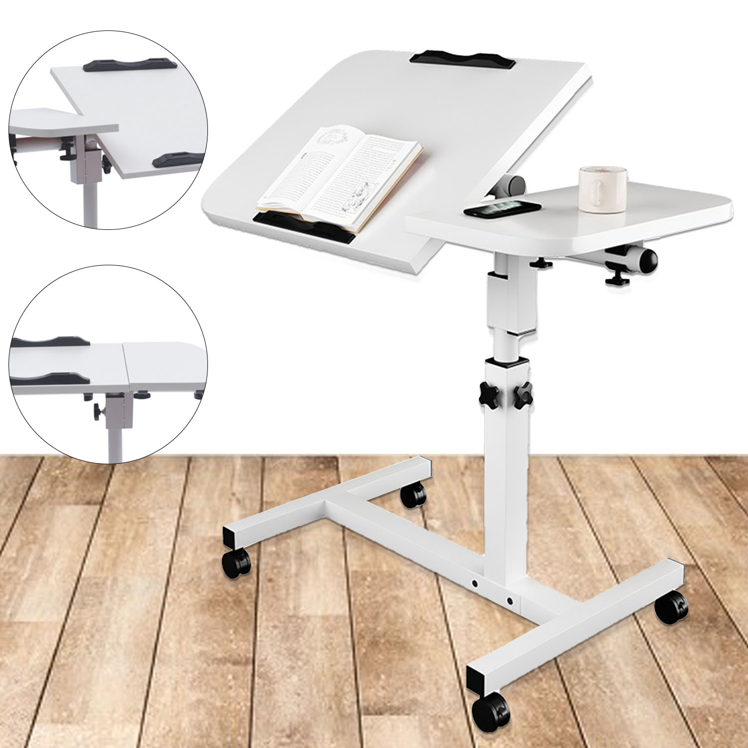 Hoge Kwaliteit Laptop Tafel Verstelbare Computer Trolley Zijtafel Draagbaar Bed Tafel Bureau Sofa Tafel Met Rollend Wiel