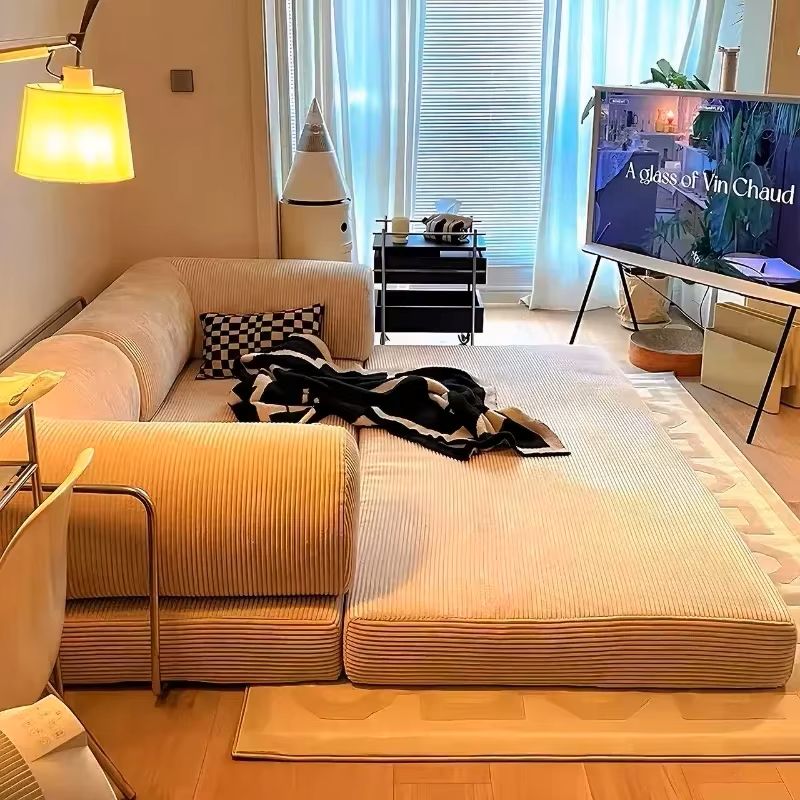 Das neueste europäische Retro-High-End-Wohnzimmersofa aus Cord mit Vakuumkompressions-Schlafsofa, faltbare, anpassbare Wohnmöbel