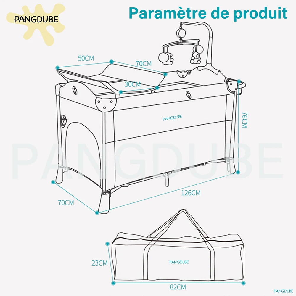 Lit multifonctionnel pour bébé de 0 à 6 ans, bascule, couche-culotte, table proxy, installation gratuite, pliable