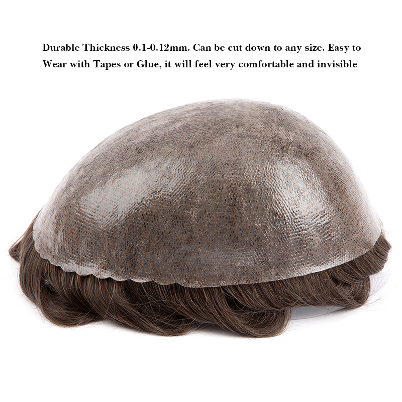 Männliche Haarprothese 0,1–0,12 mm Injektionshaut Mann Perücke Langlebige Perücken für Männer 100 % Echthaar Systemeinheit Kapillarprothese