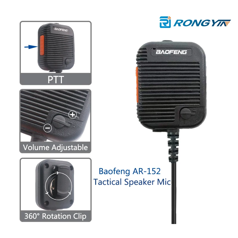 Baofeng AR-152 Walkie Talkie mikrofon PTT radia głośnik Keenwood 2-Pin typ mikrofon ręczny dla UV-K5 UV-16 BF-1701 UV-13 DR1801