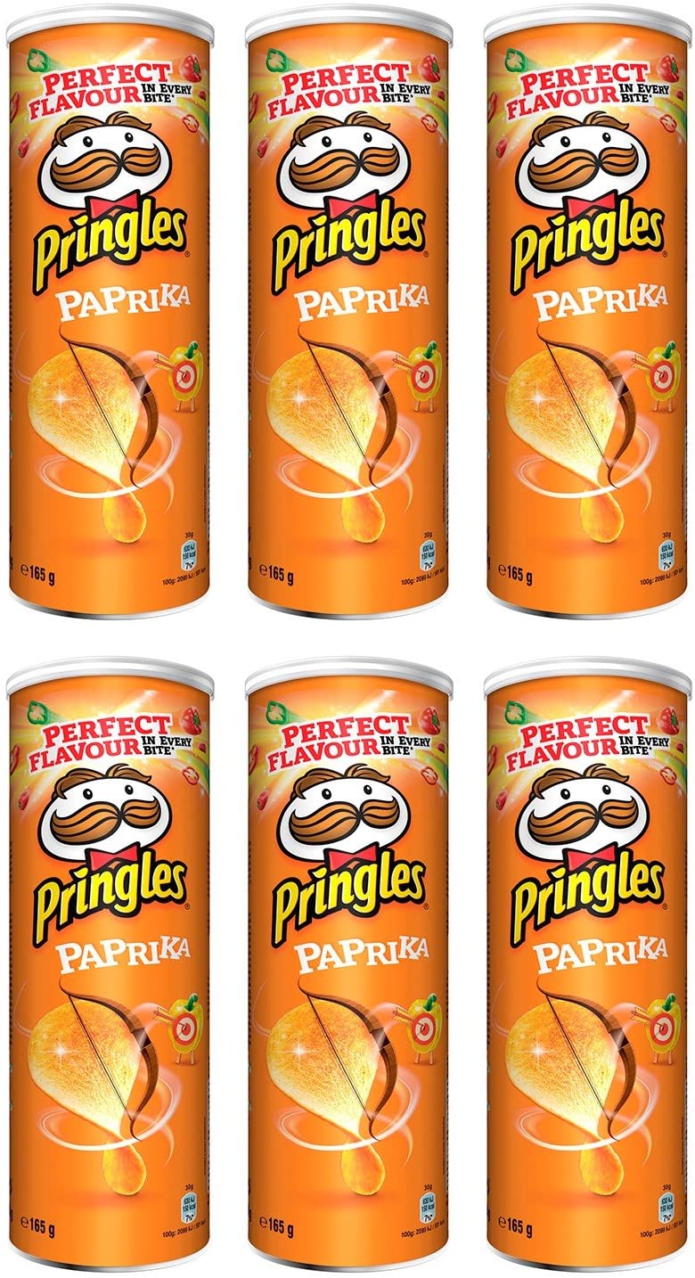 Pringles Potato Chips Box, Sabor Batatas fritas, 19 latas, 165 gramas Cada
