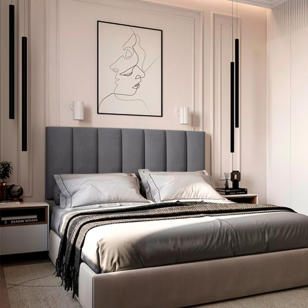 Kit 7 Cabeceiras Modulares Estofada Autocolante Para Cama De Casal