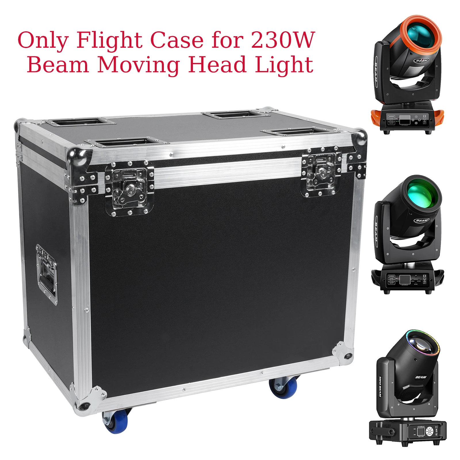 Fieryzeal Flight Case For (2) 230W Beam Moving Head Light Stage Light Shockproof Flycase 60.5x33.5x57cm Heavy-duty Gator Case