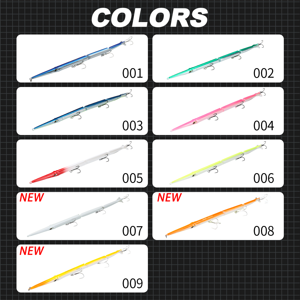 Hunthouse Gelenk-Bleistiftköder, 3 Abschnitte, Angelköder, 255 mm/30,6 g, nadelnder Schwimmköder für Bluefish-Seebarsch-Gerät