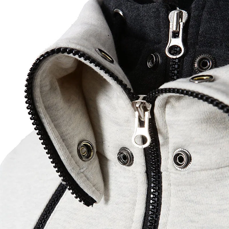 Chaquetas con cremallera para hombre, abrigos informales de lana para otoño e invierno, chaqueta Bomber con cuello y bufanda, prendas de vestir con capucha a la moda para hombre, Sudadera con capucha ajustada 2023