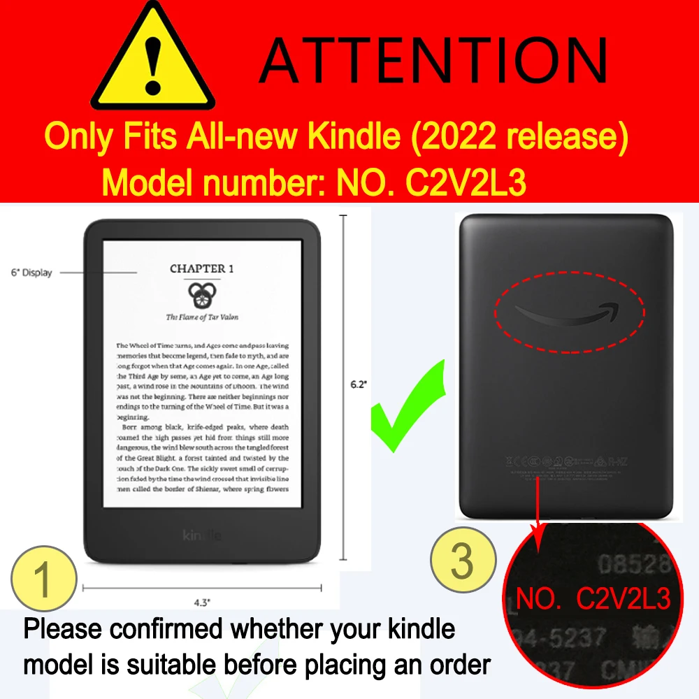 Máy Đọc Sách Kindle Dành Cho Tất Cả-New Kindle 11th 2022 Phát Hành C2V2L3 6 Inch Từ Thông Minh Chất Liệu Vải Bao Da Bảo Vệ Màn Hình ốp Lưng