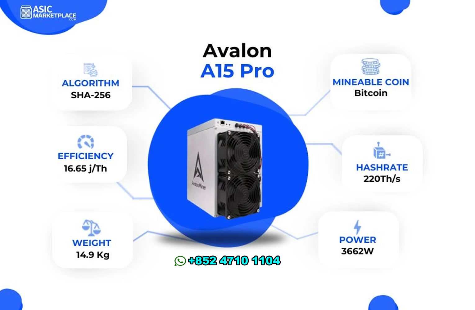 Canaan Avalon A15Pro-221 Bitcoin Miner (221 Th/s) |   Compre 5 e ganhe 3 grátis