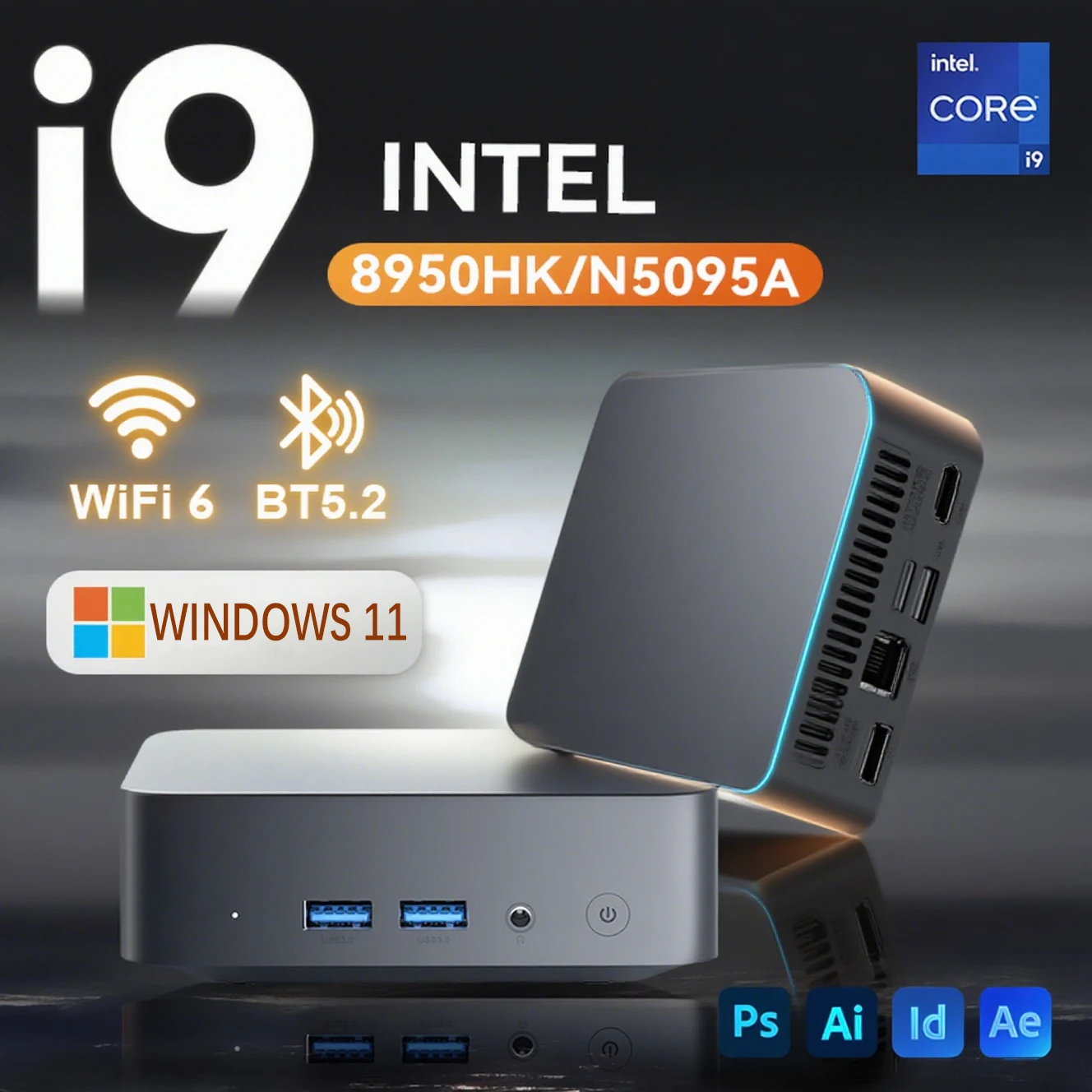 Windows 11 i9 Mini PC Computer Intel Core i9 8950HK Intel celeron N5095A Mini pc 16GB DDR4 M.2 1TB 2TB SSD Wifi 6 BT5.2 Mini PC