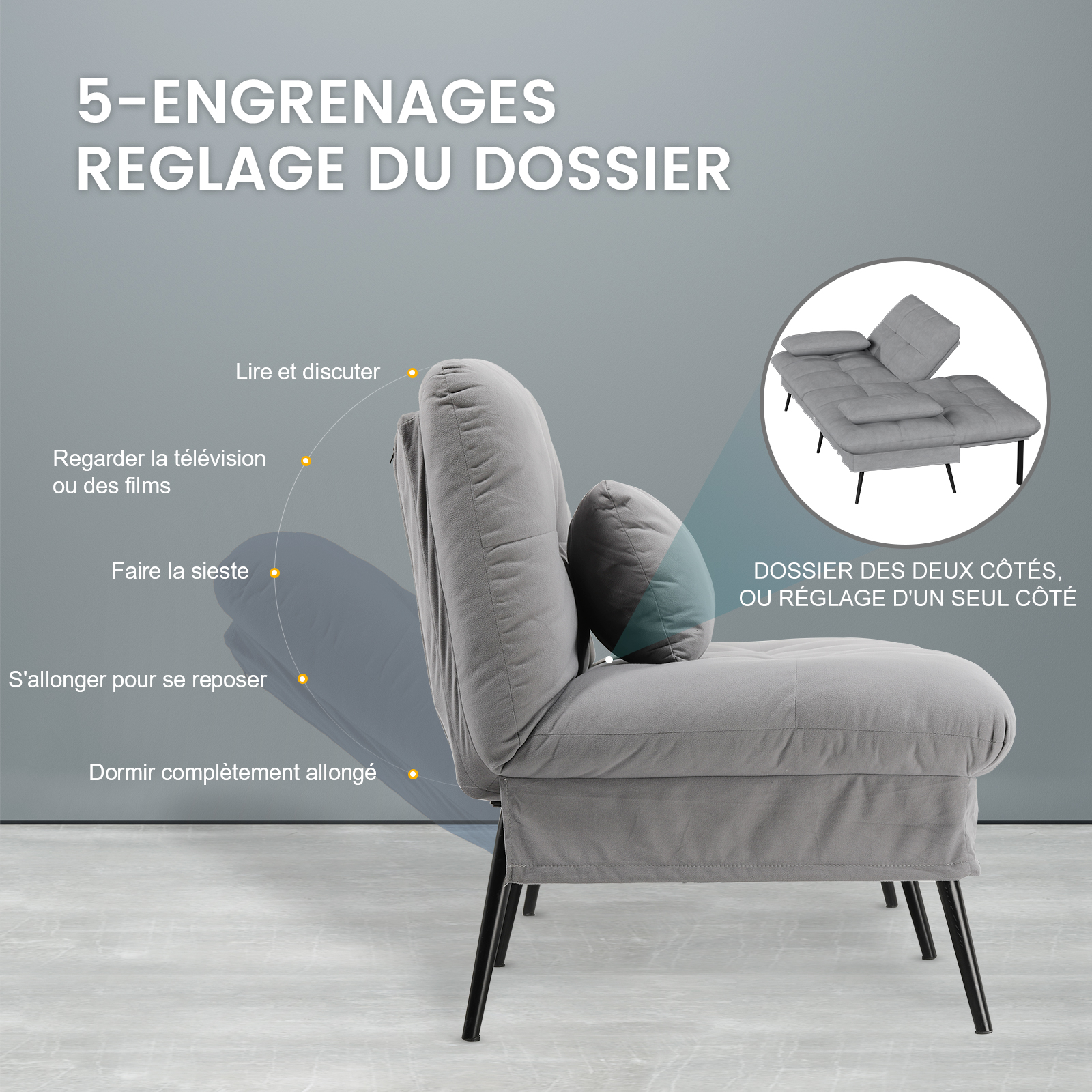 COMHOMA Canapé Convertible en Peluche, Canape 3 Places, Style Moderne, Pour Salon, Appartement, Petit Espace,Pieds en Métal 174 * 51 * 72cm