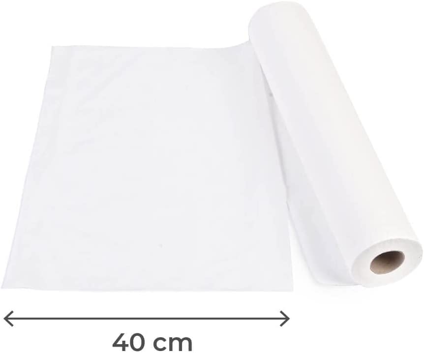 Civière en rouleau de papier 60cm x 60 m |   Prédécoupé à 40 cm |   1 pièce, couleur blanche