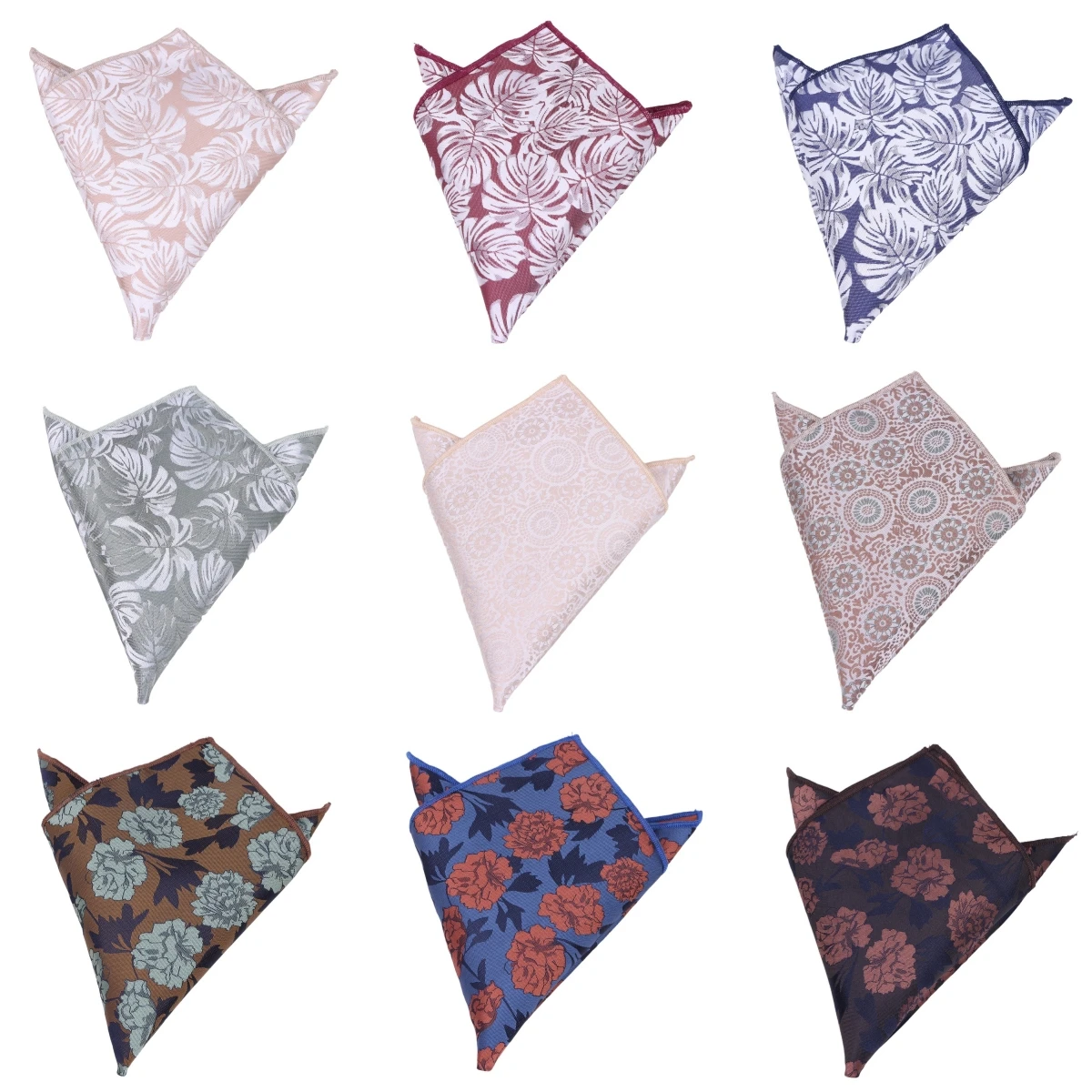 Modisches buntes Herren-Einstecktuch, 23 cm, mehrfarbig, Blumenmuster, klassisches Hochzeitstaschentuch, Business-Jacquard-Taschentuch