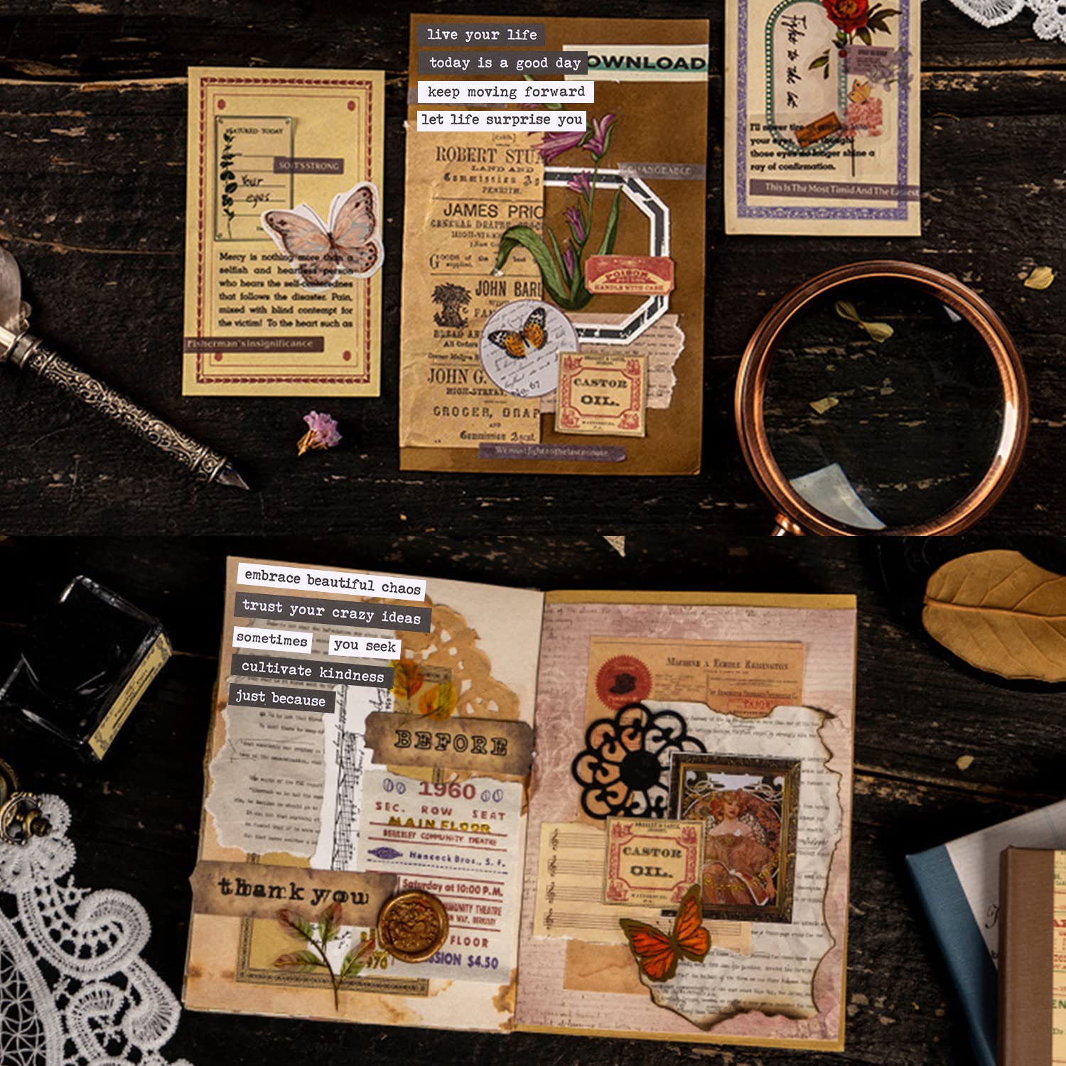 8 แผ่นอ้างสติกเกอร์สําหรับ Journaling ขนาดเล็ก Talk สติกเกอร์วลี Word Notebook DIY สําหรับ Art Journal Collage อัลบั้มความงาม