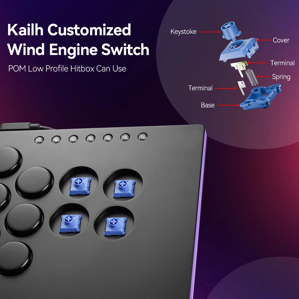 Haute42 Kailh Customized Low Profile Crystal Switch For Hitbox Controller Low profile Wind Engine Switch For Mechanical Keyboard