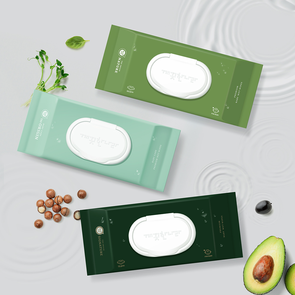 깨끗한나라 베이비케어 디 오리진 물티슈 캡 100매 10입