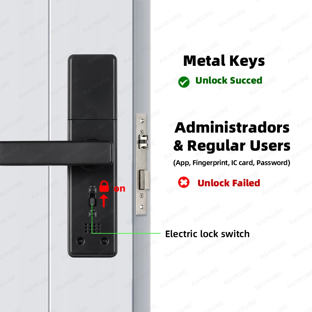 RAYKUBE K20 Tuya Bluetooth 9-language Fingerprint Door Lock Electronic Door Lock with Tuya /IC Card/Password/ Key Unlock