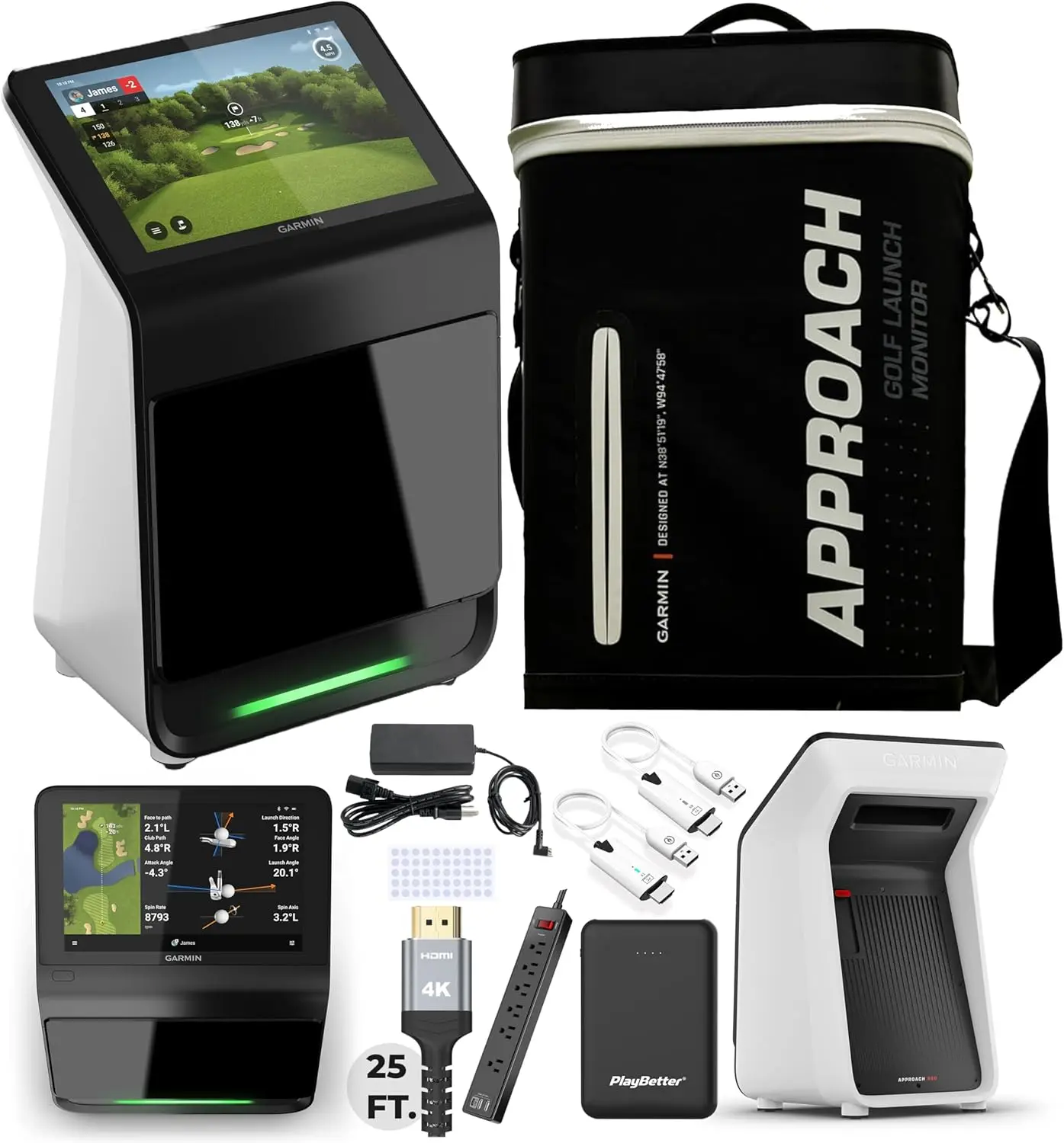 wa Garmin Ansatz ®   R50 – Premium-Golf-Startmonitor und -Simulator, 10 Zoll integriertes Farb-Touchscreen-Display