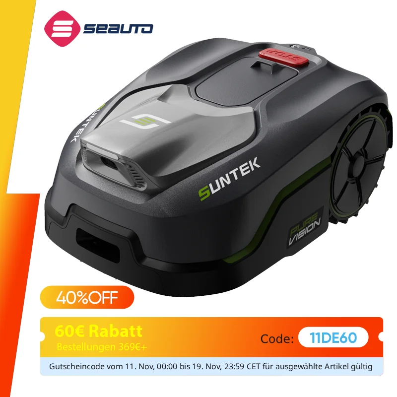 SUNTEK robotic lawn mower Max 600 m²，without boundary and AI Vision camera, precise obstacle avoidance, Mowing slope up to 35%