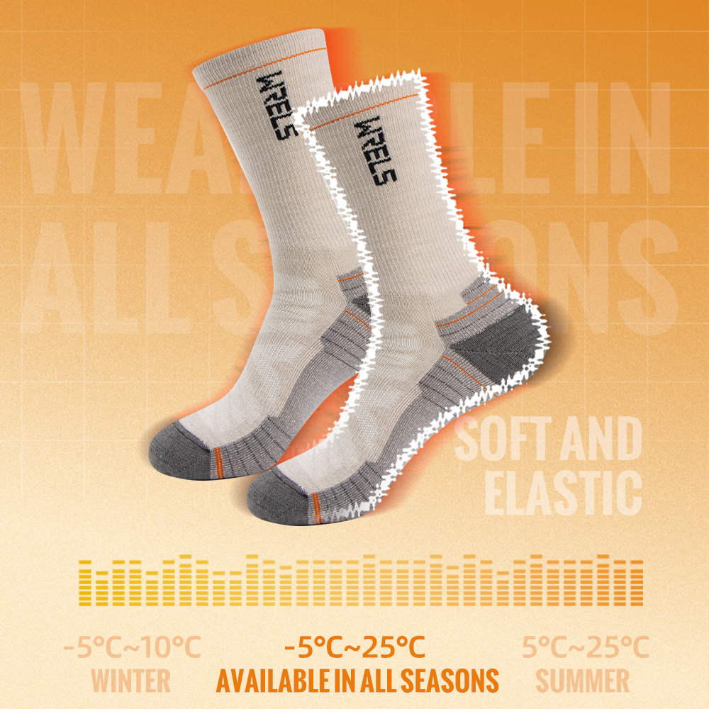WRELS Calcetines de lana merina para senderismo, correr, suaves, ligeros, absorción de impactos, amortiguación, calcetines tobilleros transpirables a media pantorrilla para ciclismo