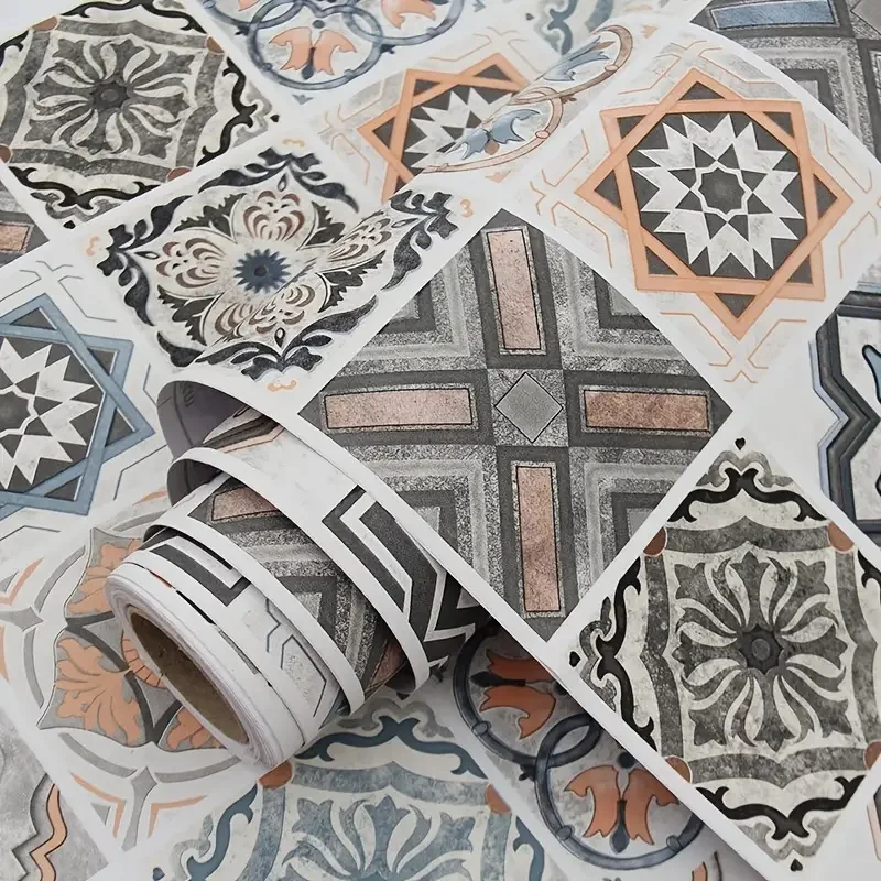 Wodoodporne naklejki ścienne z PVC 40cm łazienka samoprzylepna tapeta kuchnia olejoodporna szafka renowacja europejski styl 3D Home