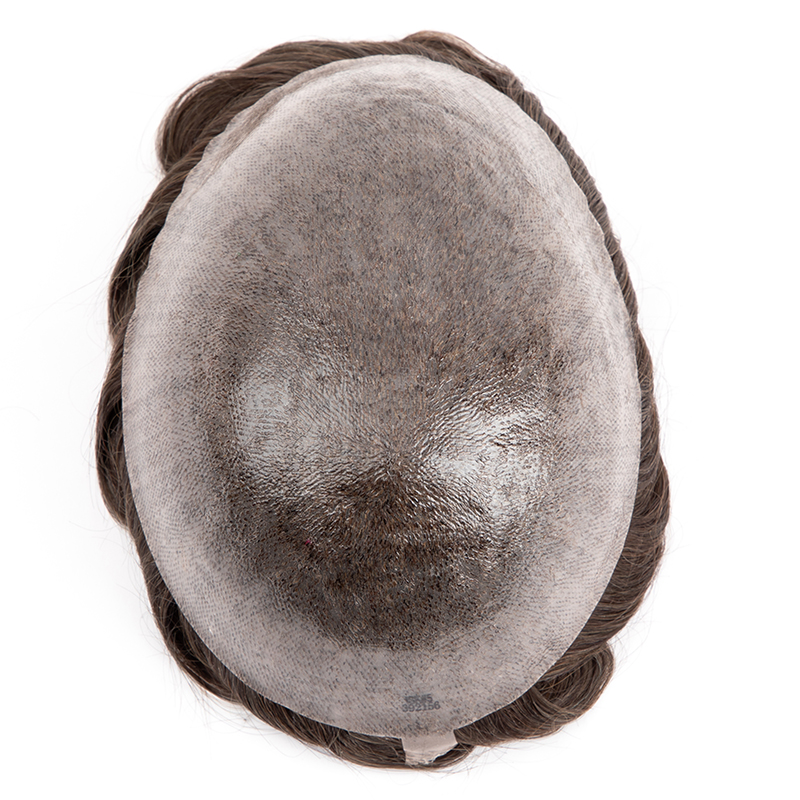 Männliche Haarprothese 0,1–0,12 mm Injektionshaut Mann Perücke Langlebige Perücken für Männer 100 % Echthaar Systemeinheit Kapillarprothese