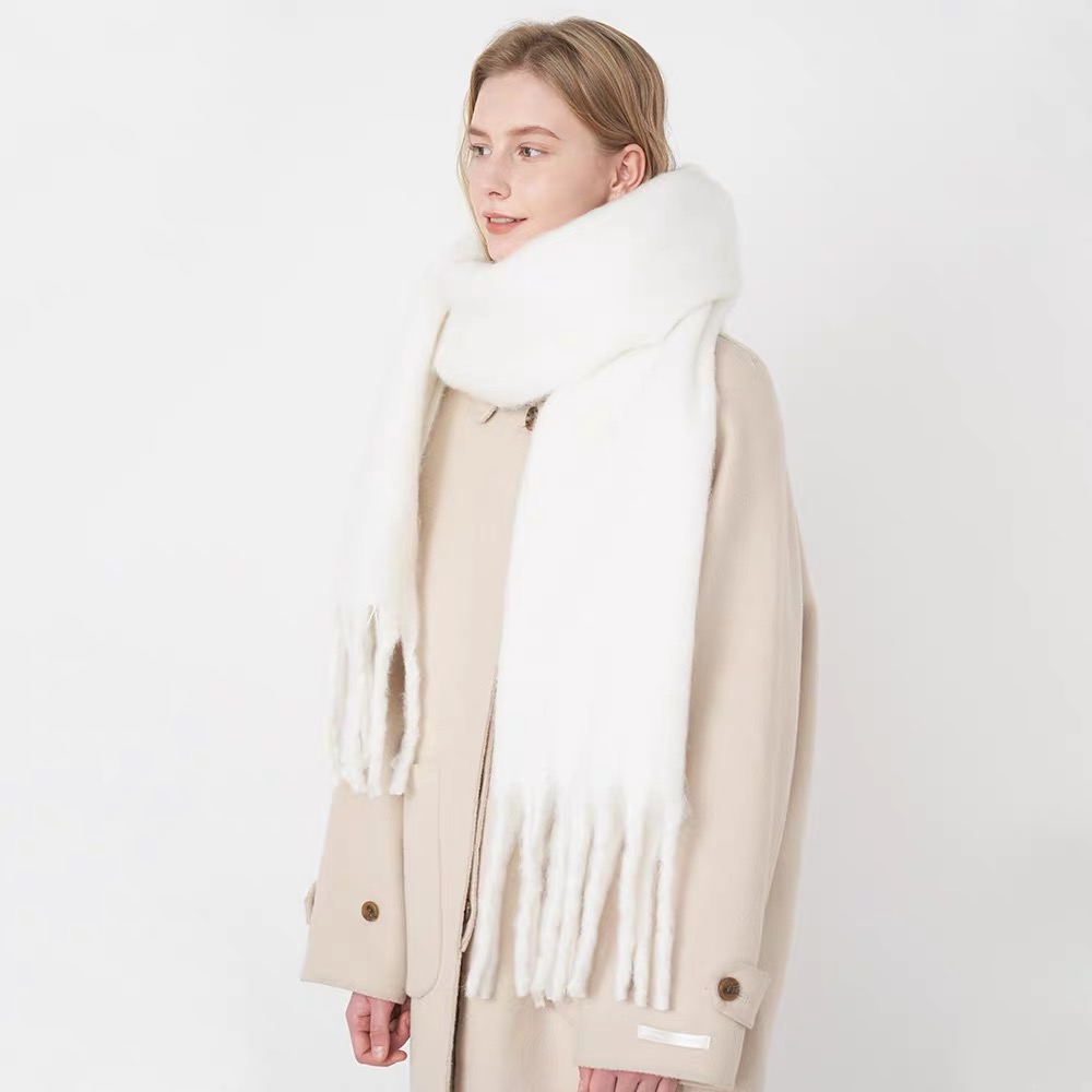 Sciarpa da donna in cashmere di lusso colori solidi luminosi Scialle invernale e avvolgente Bandana Pashmina Nappa Foulard femminile Coperta spessa