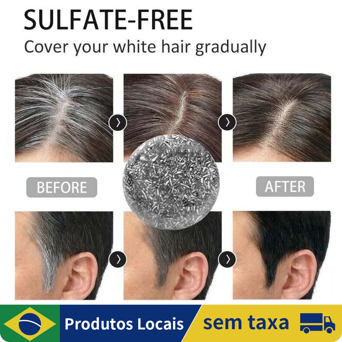 Cabelo branco reparação cor do cabelo condicionador natural gengibre shampoo sabão, anti perda de cabelo, 60g