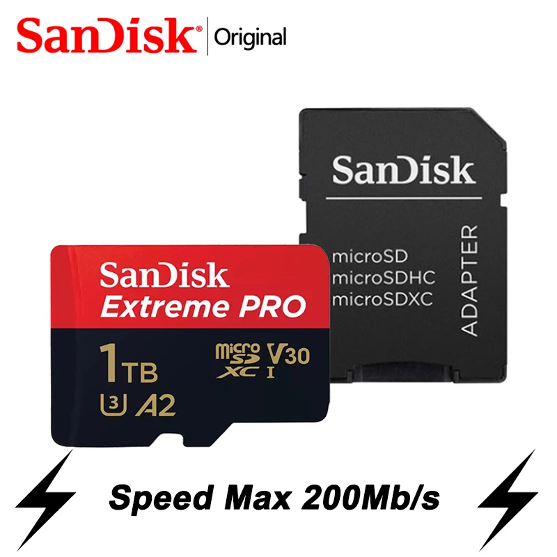 Scheda Micro SD SanDisk Extreme PRO 128 GB 64 GB 32 GB 512 GB 256G Micro SD 200 M/s 1 TB Scheda di memoria Flash SD U3 4K V30 Carte Microsd TF