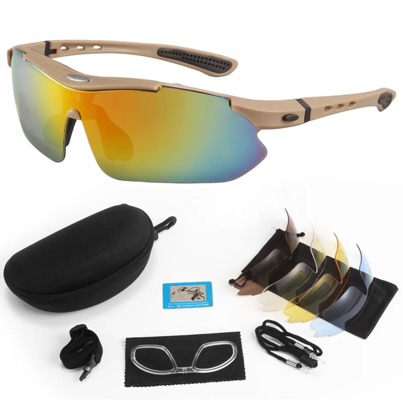 Nuevo Juego de 5 lentes gafas tácticas polarizadas para hombres deportes al aire libre gafas de escalada a prueba de viento gafas protectoras de seguridad