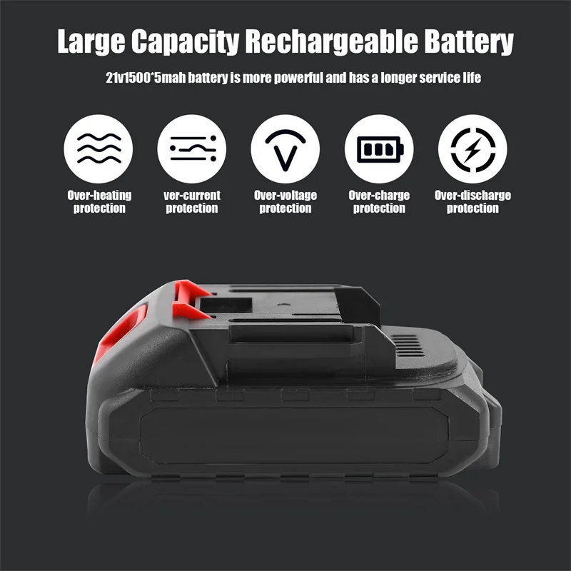 Motosega da 6 pollici Sega a catena elettrica a batteria rimovibile per batterie al litio da 21 V Oli ad alta potenza per la lavorazione del legno da giardino