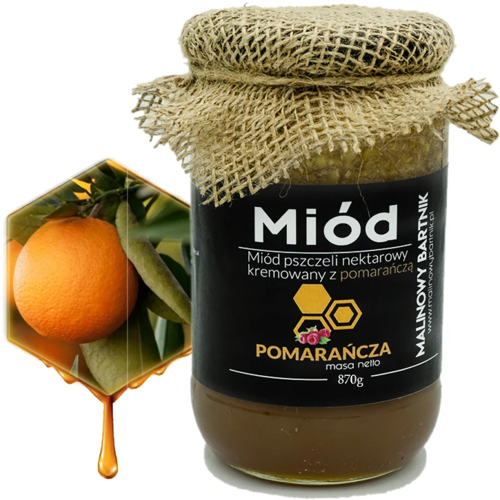 MIÓD Z POMARAŃCZĄ - 870g, Zbiory 2024, z Polski