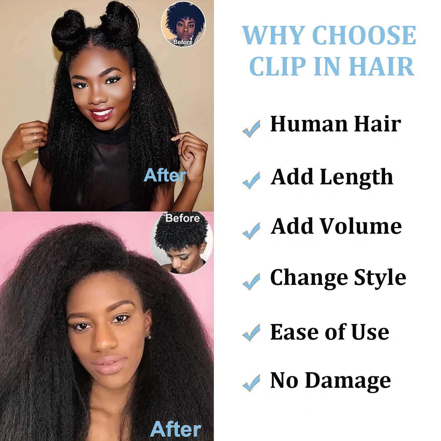 Kinky Rechte Clips In Extensions van Menselijk Haar Natuurlijke Kleur In Braziliaans 100% Remy Menselijk Haar 120G 8 stks/set Volledig Hoofd Voor Vrouwen