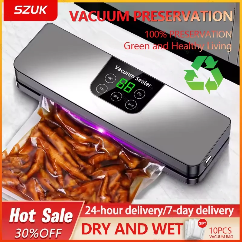 Food Vacuum Sealer Machine Dry Wet Food Vacuum Packaging Machine Smart Touch Key Kitchen Food Storage Sealing Machine