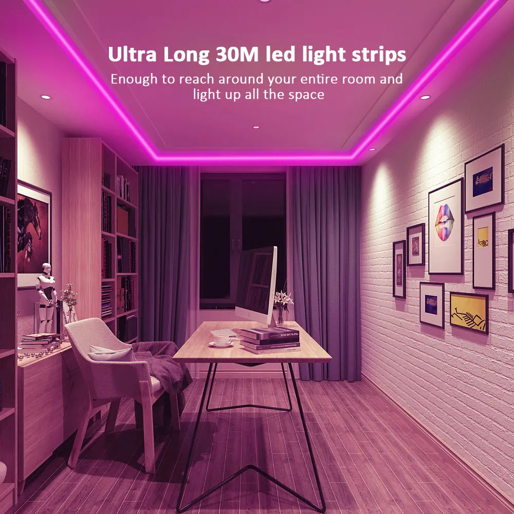 Strisce luminose a LED Strisce luminose intelligenti con controllo app Luci a LED RGB per camera da letto, sincronizzazione musicale che cambia colore