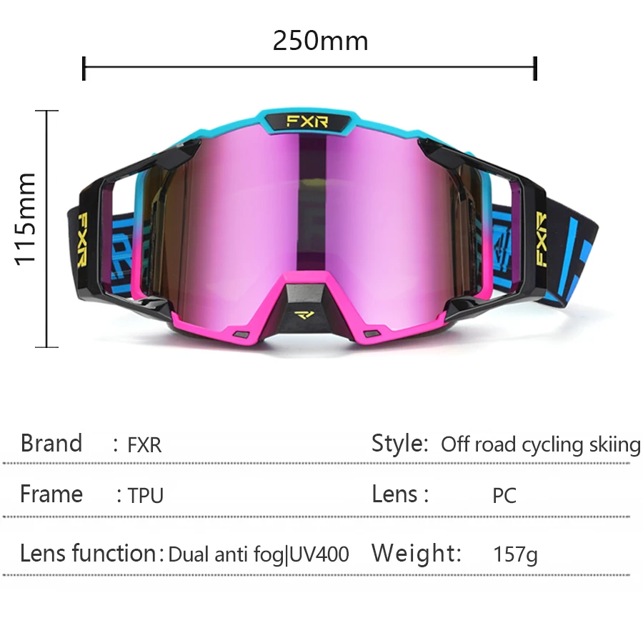 FXR Motocross Goggles Anti-fog Skiing Goggles ATV MTB Protection Cycling Racing Motorcycle Glasses Windproof Snowboard Goggle