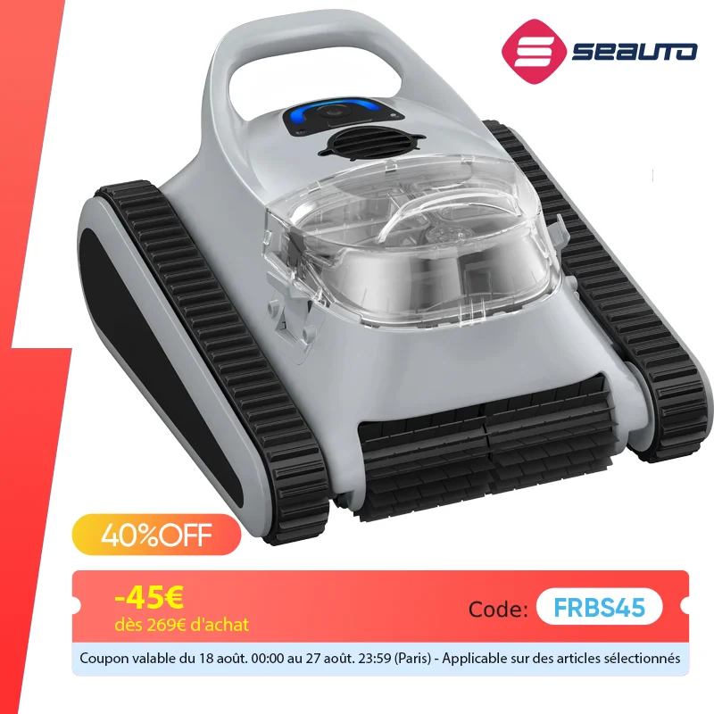 Seauto Crab Robot nettoyeur de piscine Robot d'escalade mural automatique pour piscines jusqu'à 2000 pieds carrés adapté aux murs et sols