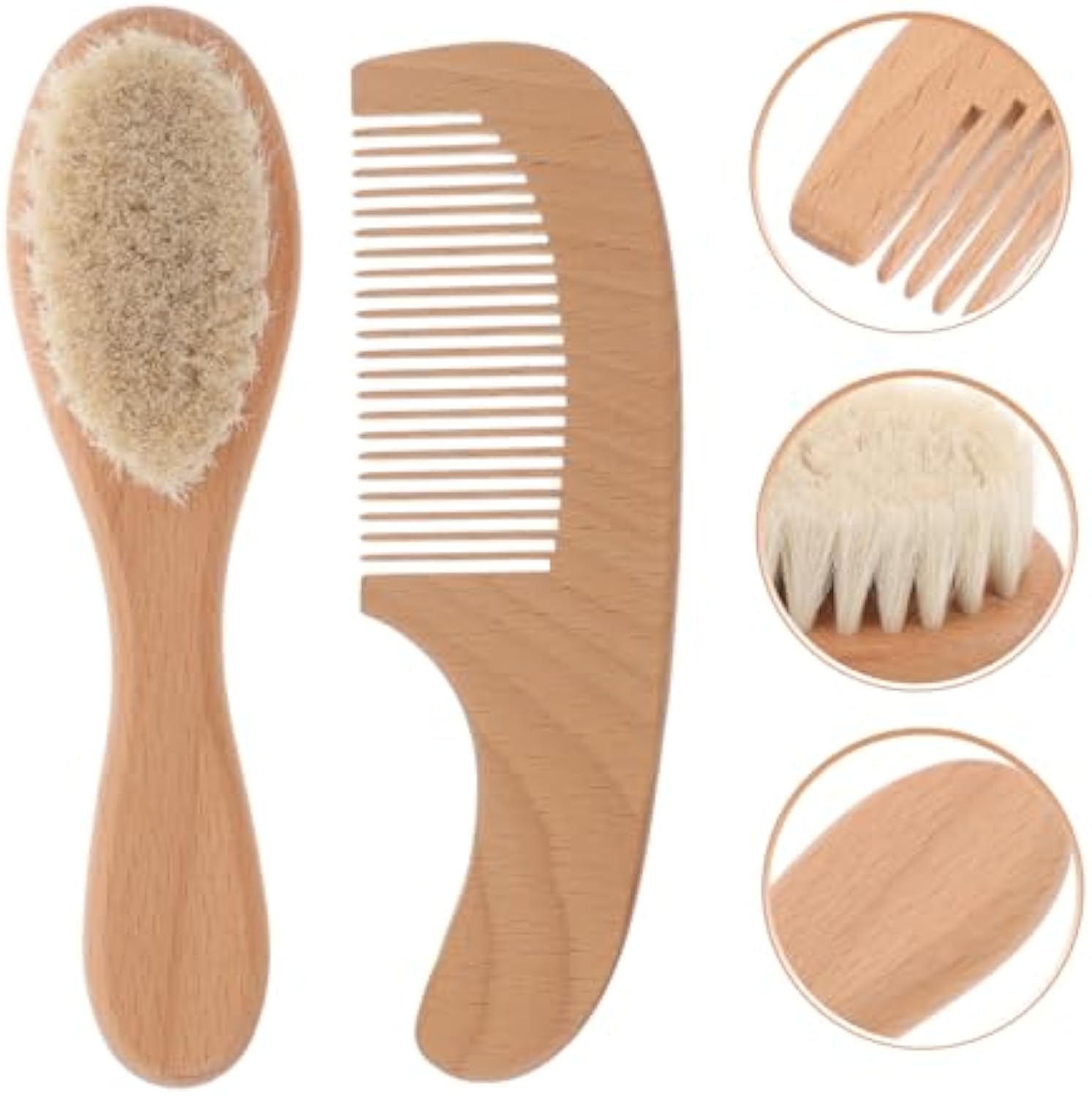 2 stuks babykam set babyverzorging haarborstel beuken zachte wol houten kam pasgeboren stimulator babyshower en cadeau babyhaar rustgevend