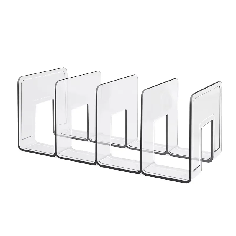 Transparent Acrylic L-Type Bookend Four-Shelf Desktop File Storage Display Bookshelf Office Organizational Tool for Home Use