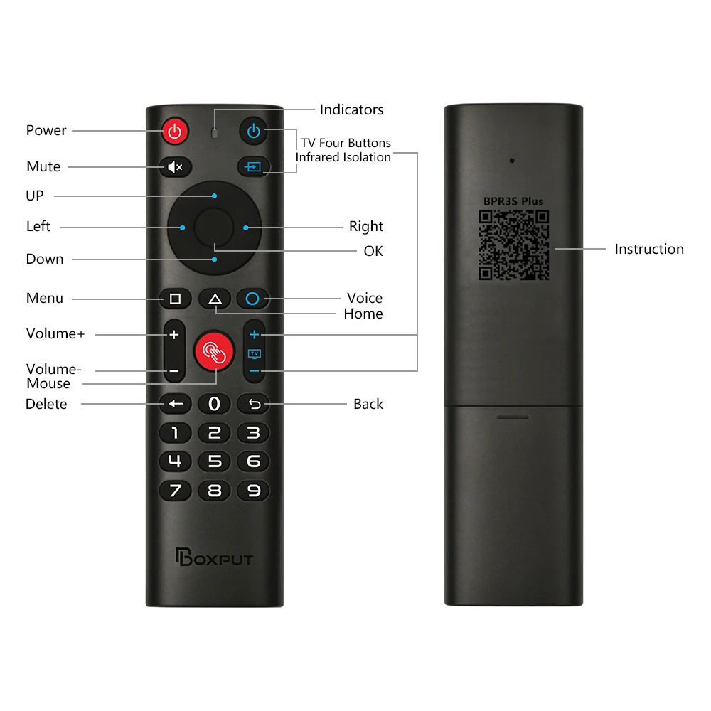 BPR3S PLUS BT Air Mouse función de voz IR aprendizaje TV 2,4G control remoto inalámbrico con giroscopio para Android TV Box/PC