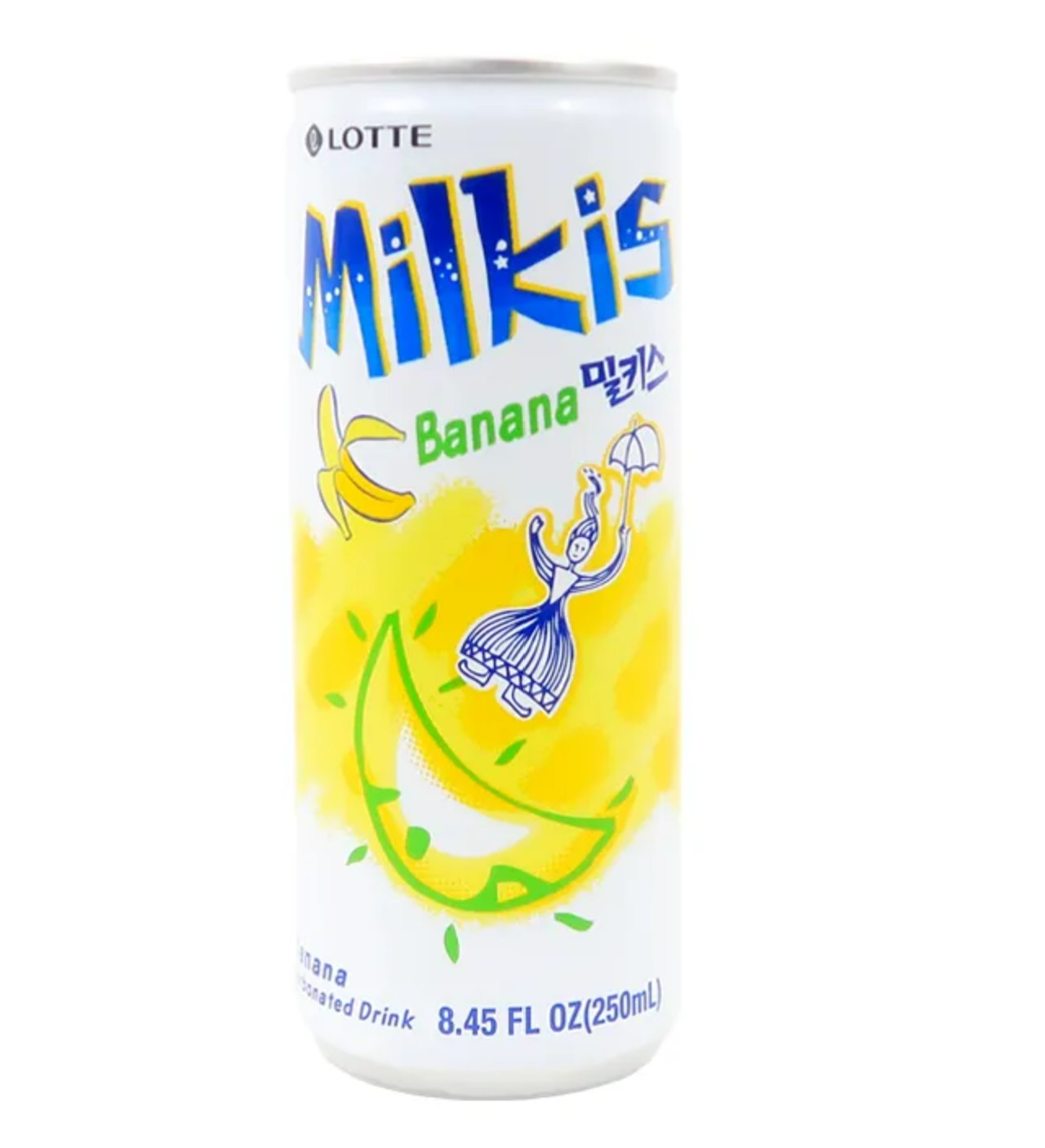 Lotte Milkis - Bebida coreana - Sabor: plátano - 10 latas de 250 ml cada una. - Bebida carbonatada sabor yogurt