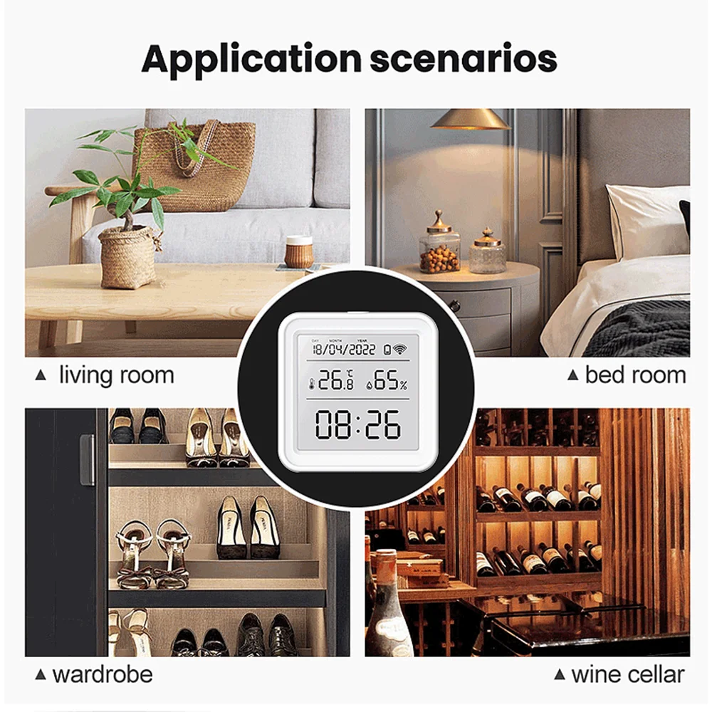 Tuya WiFi Zigbee Sensor de temperatura y humedad aplicación remota Monitor para hogar inteligente var SmartLife funciona con el asistente de Google Alexa